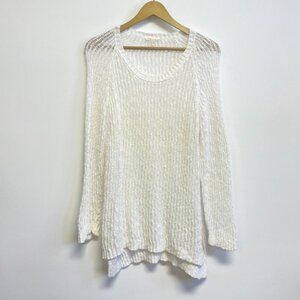 Eileen Fisher White Open Knit Beach Sweater
